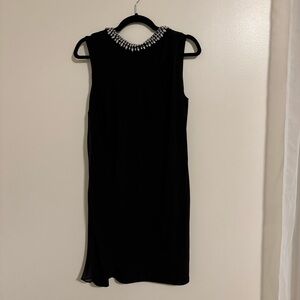 Adrianna Papell Black Mini Dress with Embellished Neckline